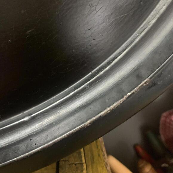 VTG Large Folk Art Toleware Tray Black Hand Painted Fruit 22x17.5” AAFA Cottage - Picture 5 of 12